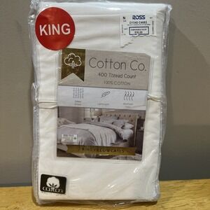 Cotton Co. Set Of 2 King Pillowcases Cream 400 Thread Count Cotton Sateen 20x40"